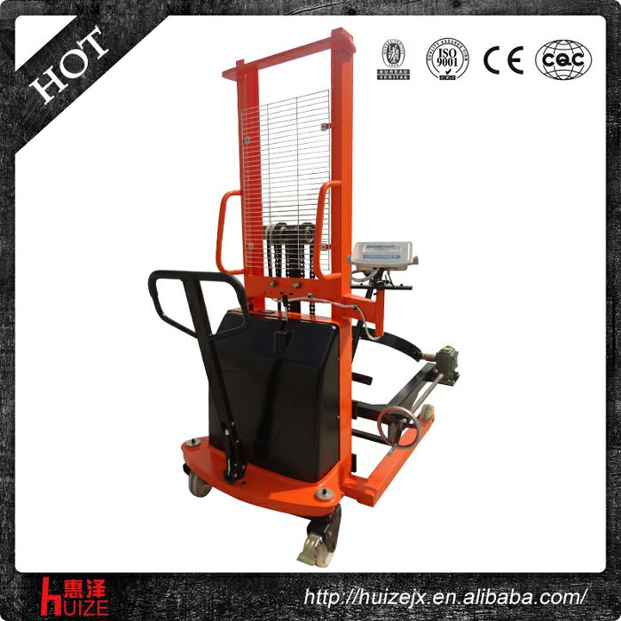 半電動稱重油桶車（夾鐵桶，手搖翻轉(zhuǎn)倒料）