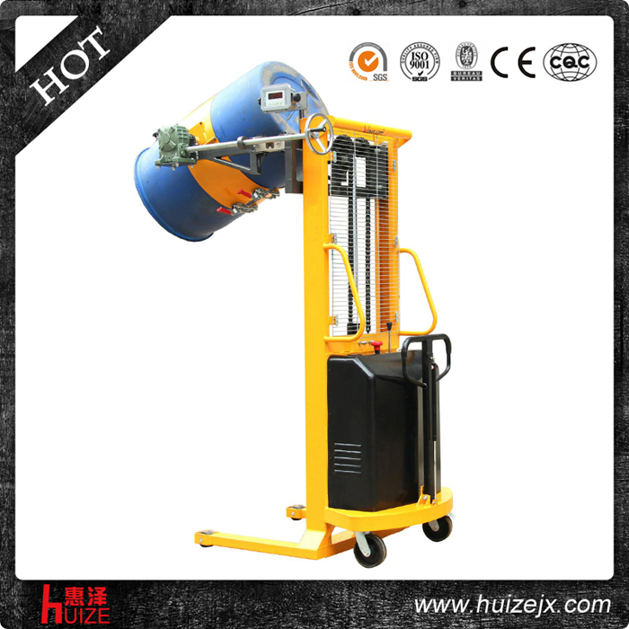 HZFSDSSQ-11稱重半電動手翻轉油桶車（全抱夾）1